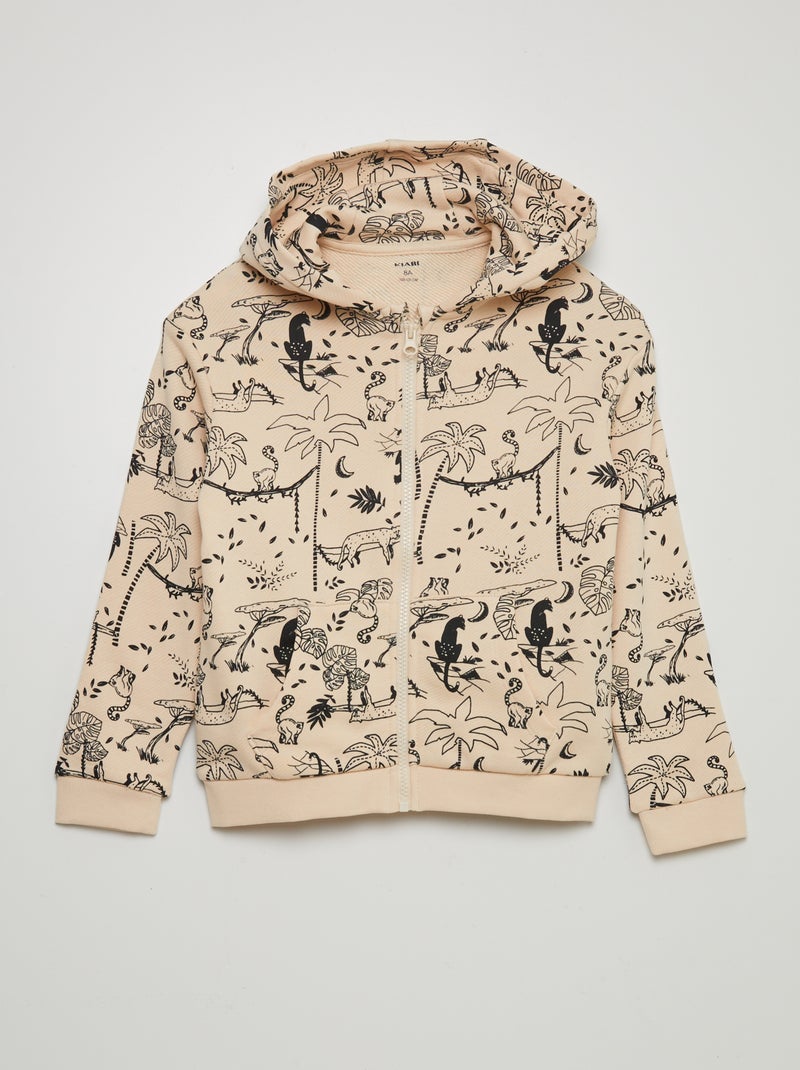 Sweatshirt com fecho e capuz com motivo BRANCO - Kiabi