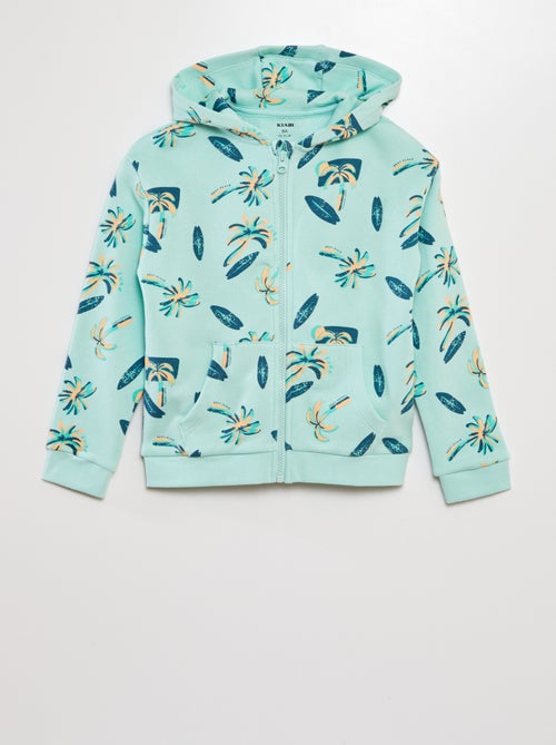 Sweatshirt com fecho e capuz com motivo - Kiabi