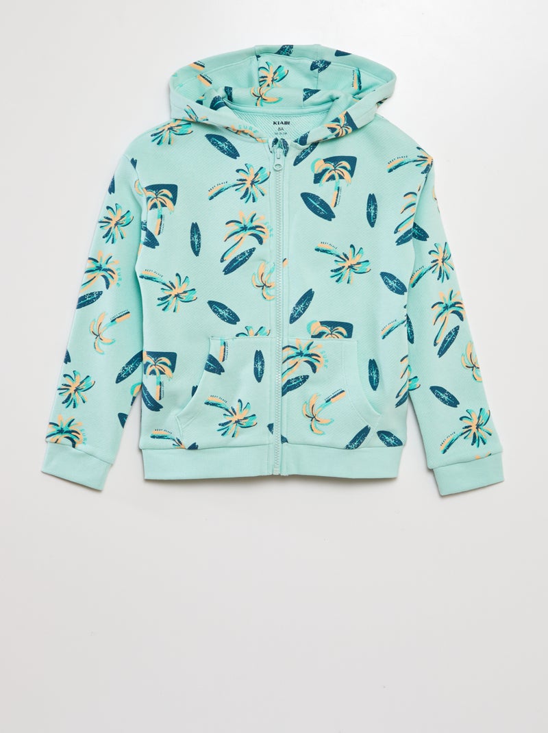 Sweatshirt com fecho e capuz com motivo VERDE - Kiabi
