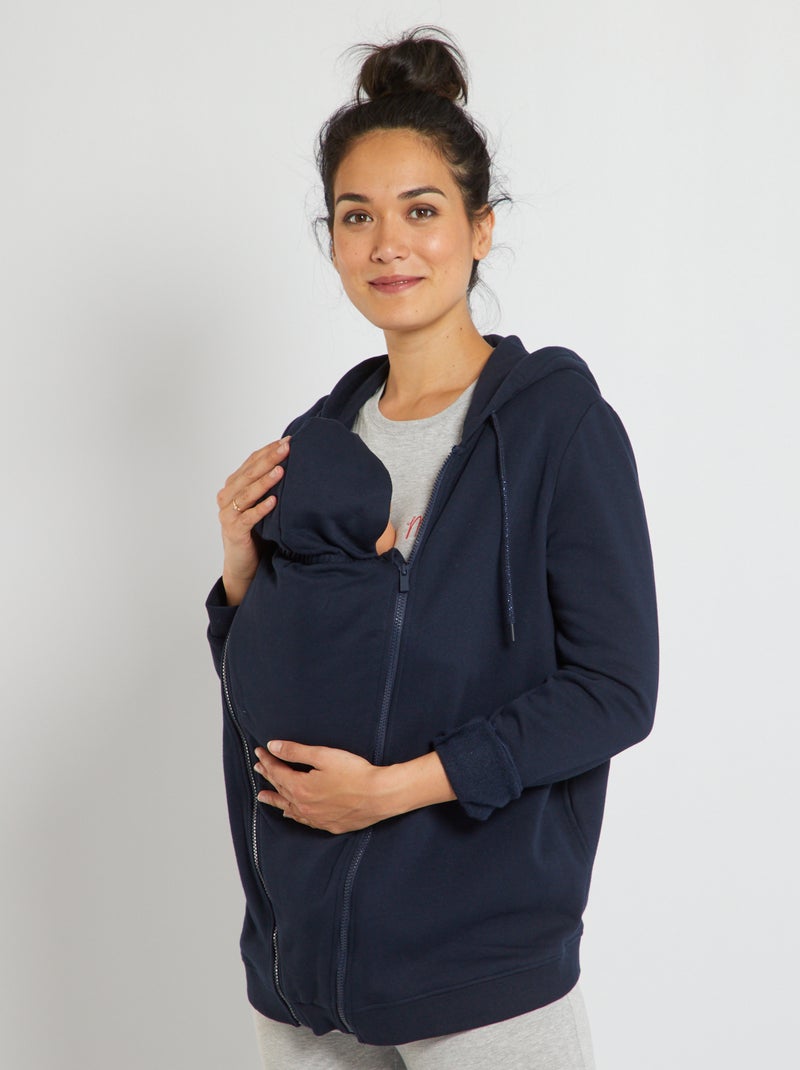 Sweatshirt com fecho e capuz de amamentação Azul Marinho - Kiabi