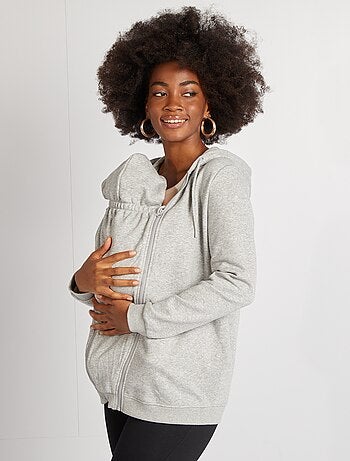 Sweatshirt com fecho e capuz de amamentação
