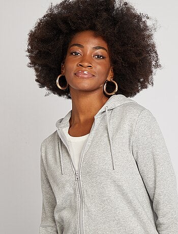 Sweatshirt com fecho e capuz de amamentação