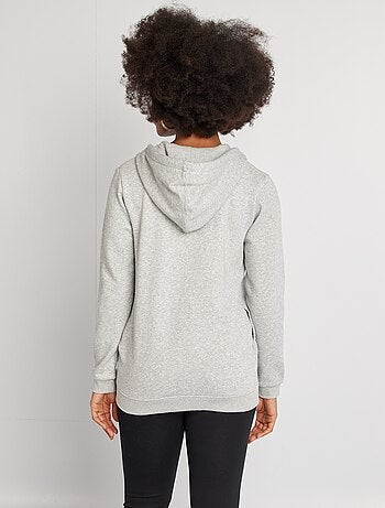 Sweatshirt com fecho e capuz de amamentação