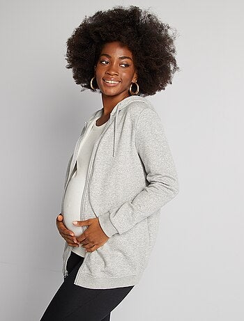 Sweatshirt com fecho e capuz de amamentação