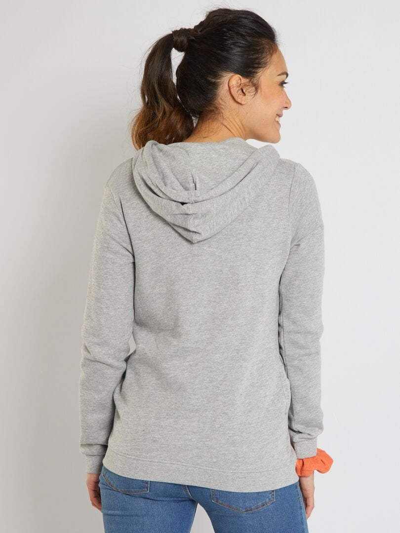 Sweatshirt com fecho e capuz de amamentação CINZA - Kiabi