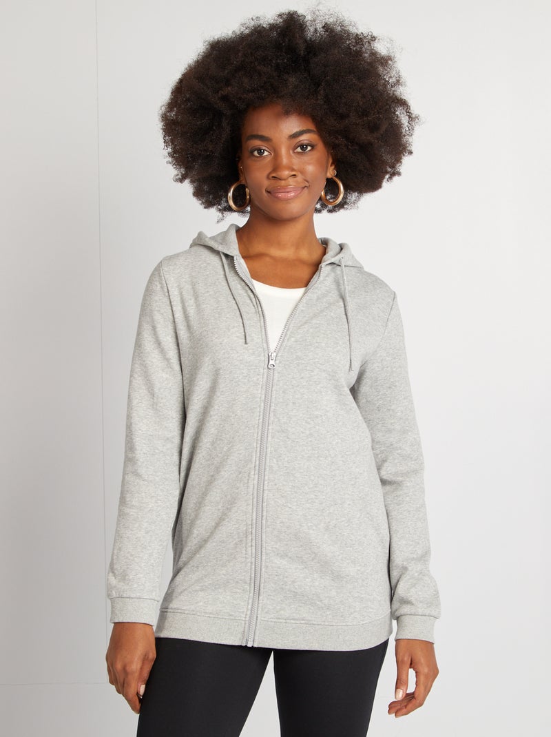 Sweatshirt com fecho e capuz de amamentação CINZA - Kiabi