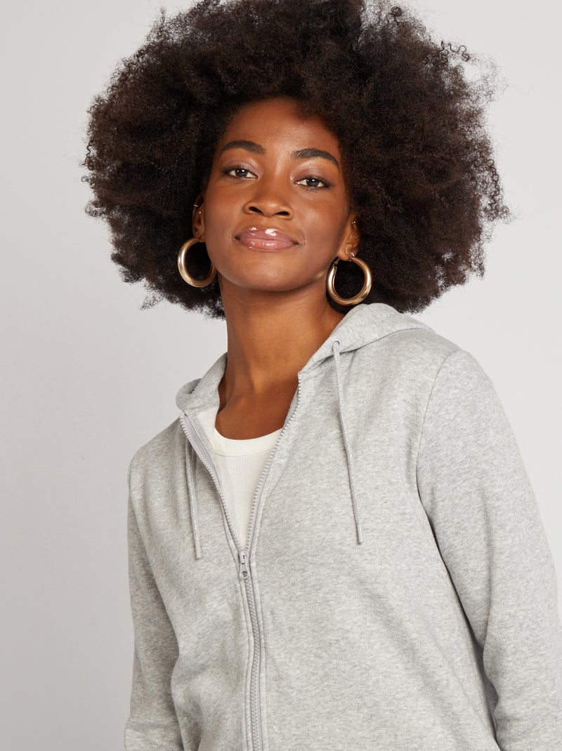 Sweatshirt com fecho e capuz de amamentação CINZA - Kiabi