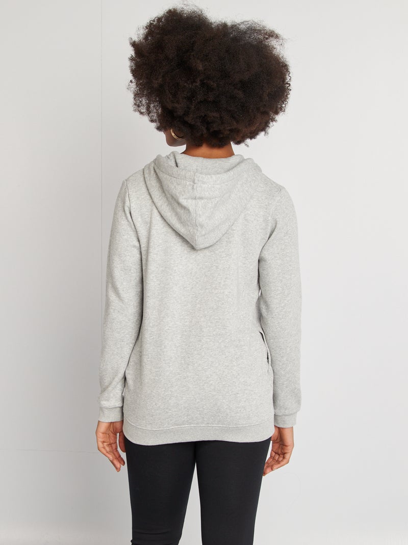 Sweatshirt com fecho e capuz de amamentação CINZA - Kiabi