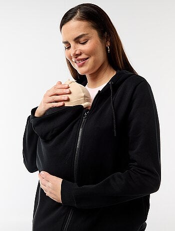 Sweatshirt com fecho e capuz de amamentação