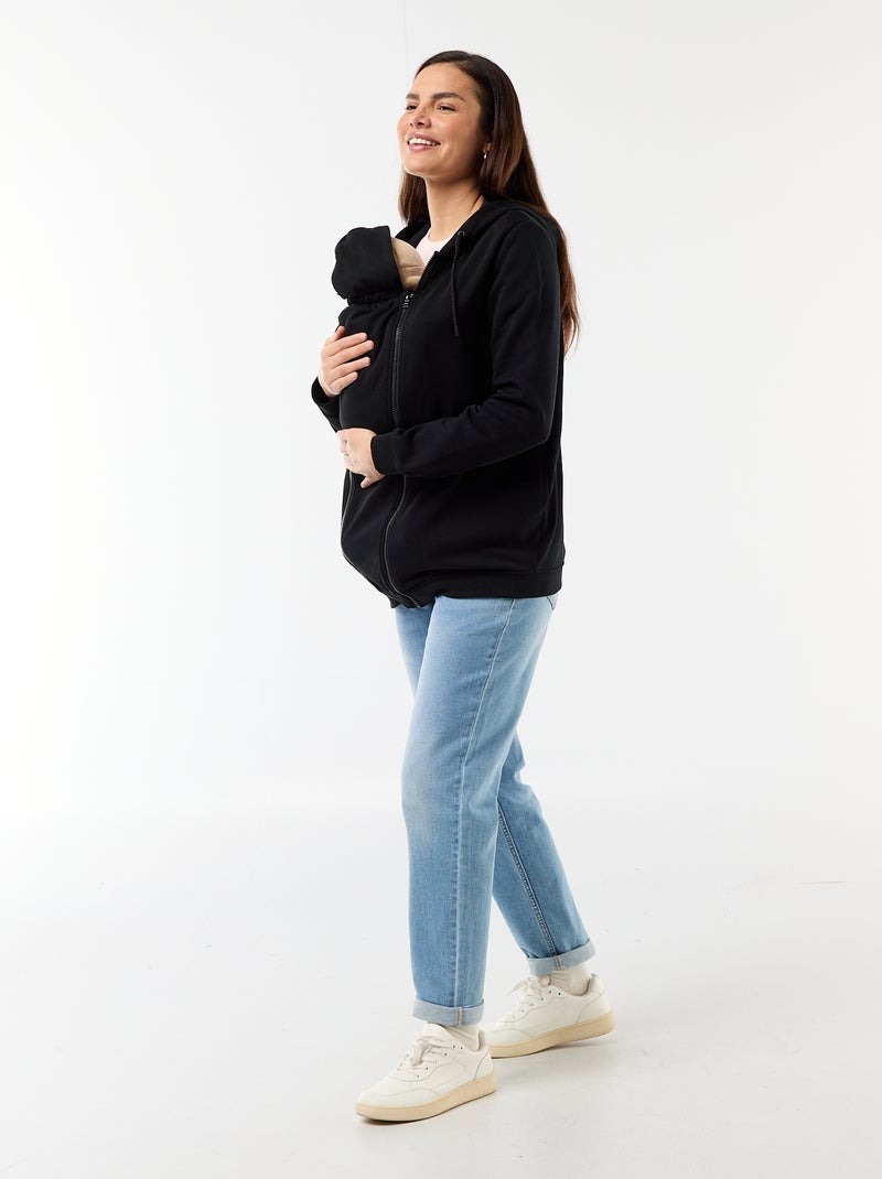 Sweatshirt com fecho e capuz de amamentação Preto - Kiabi