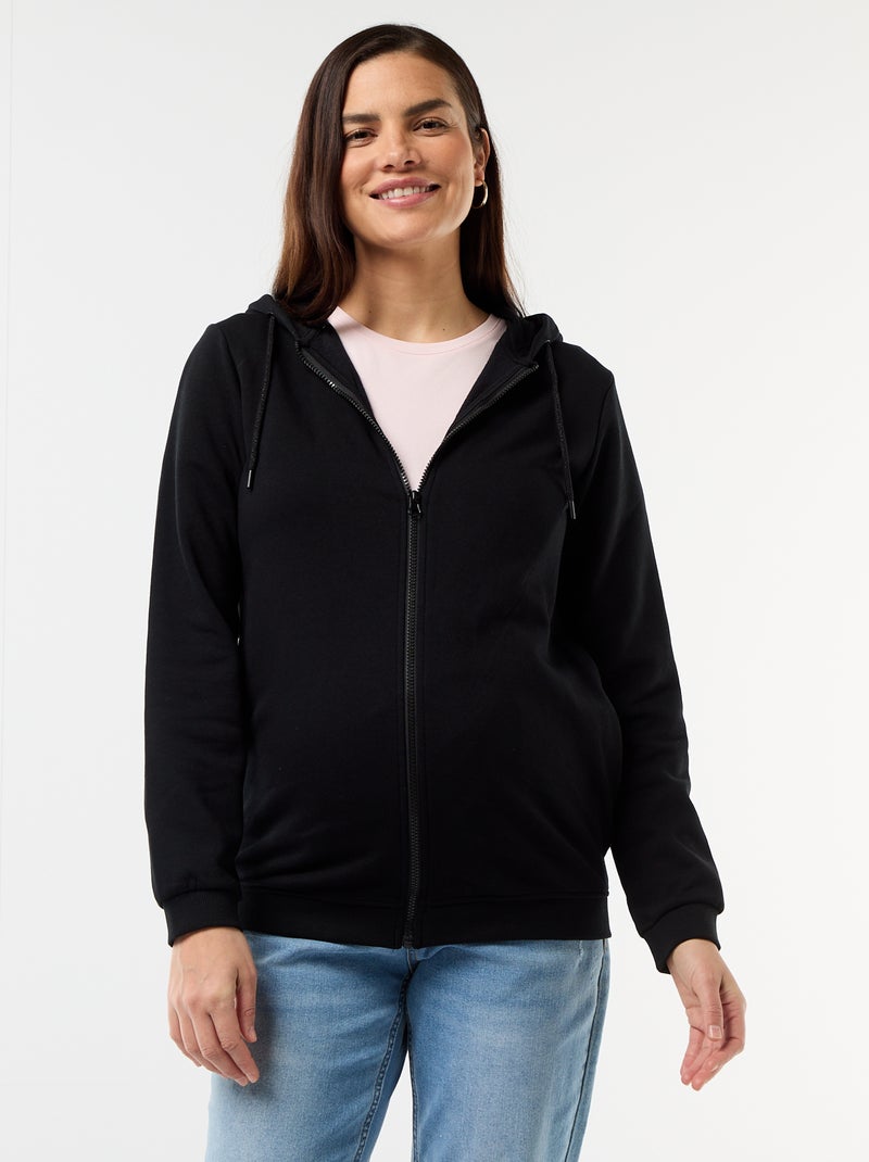 Sweatshirt com fecho e capuz de amamentação Preto - Kiabi