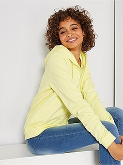 Sweatshirt com fecho e capuz em moletão - Kiabi