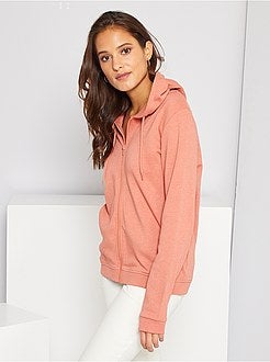 Sweatshirt com fecho e capuz em moletão - Kiabi