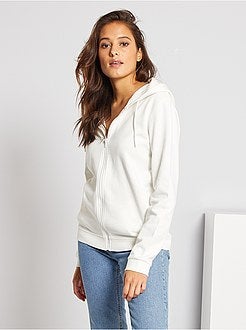 Sweatshirt com fecho e capuz em moletão - Kiabi