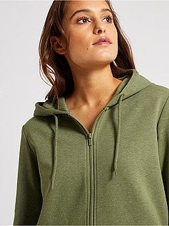 Sweatshirt com fecho e capuz em moletão - Kiabi