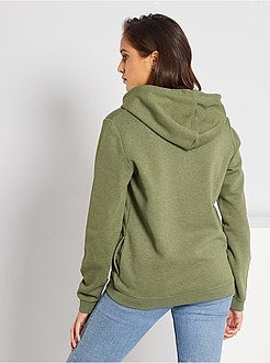 Sweatshirt com fecho e capuz em moletão - Kiabi