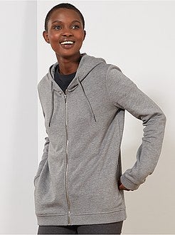 Sweatshirt com fecho e capuz em moletão - Kiabi