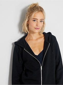 Sweatshirt com fecho e capuz em moletão - Kiabi