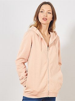 Sweatshirt com fecho e capuz em moletão - Kiabi