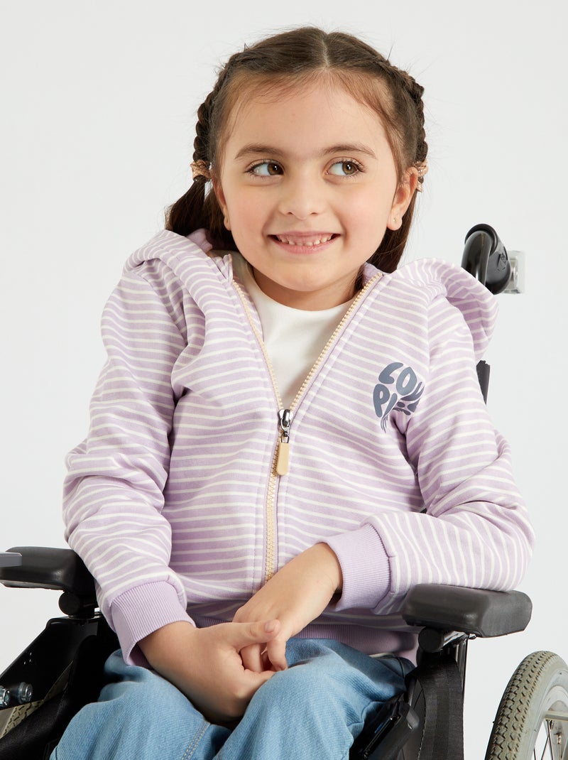 Sweatshirt com fecho e capuz em moletão VIOLETA - Kiabi