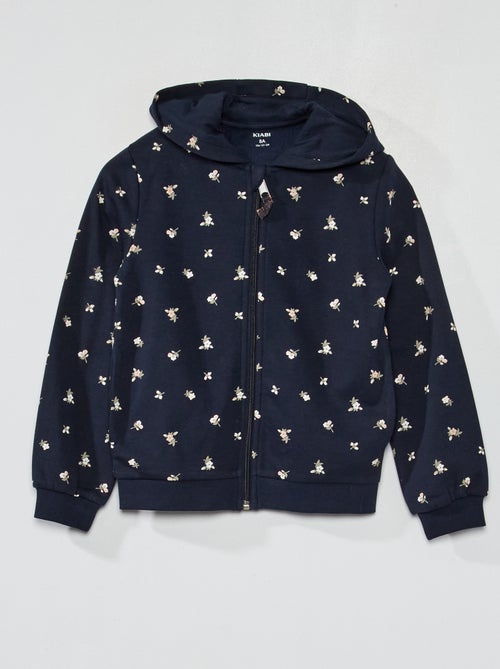 Sweatshirt com fecho e capuz estampada - Kiabi