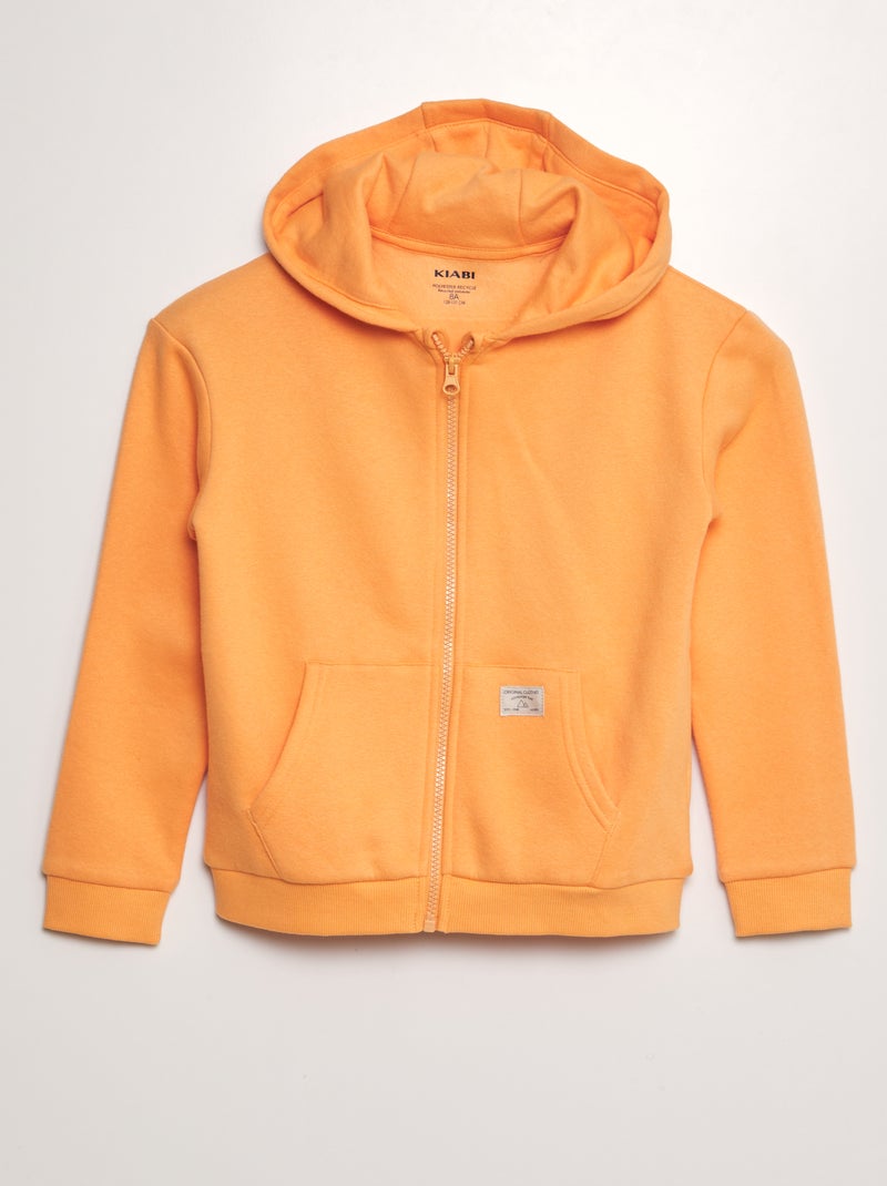 Sweatshirt com fecho e capuz LARANJA - Kiabi