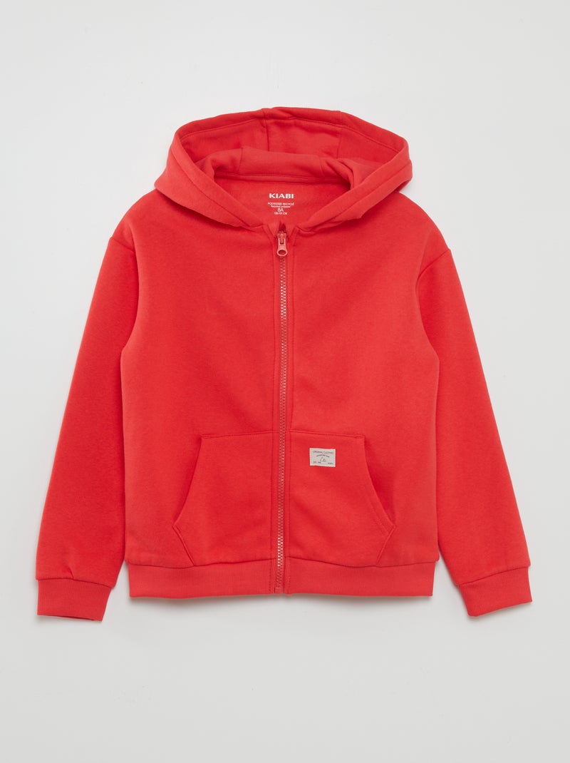 Sweatshirt com fecho e capuz LARANJA - Kiabi