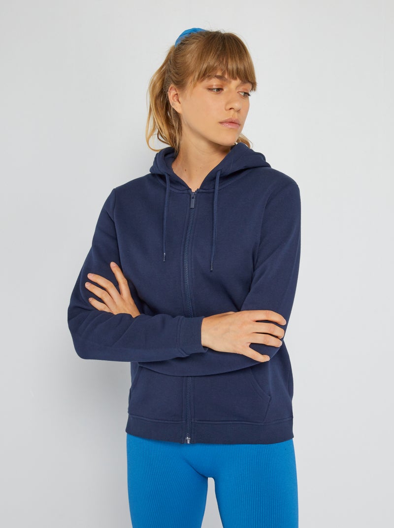 Sweatshirt com fecho e capuz Marinho - Kiabi