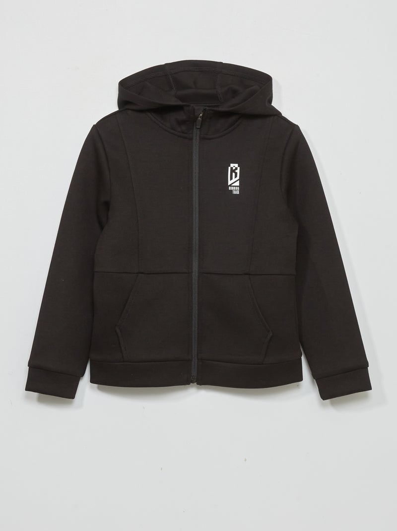 Sweatshirt com fecho e capuz PRETO - Kiabi