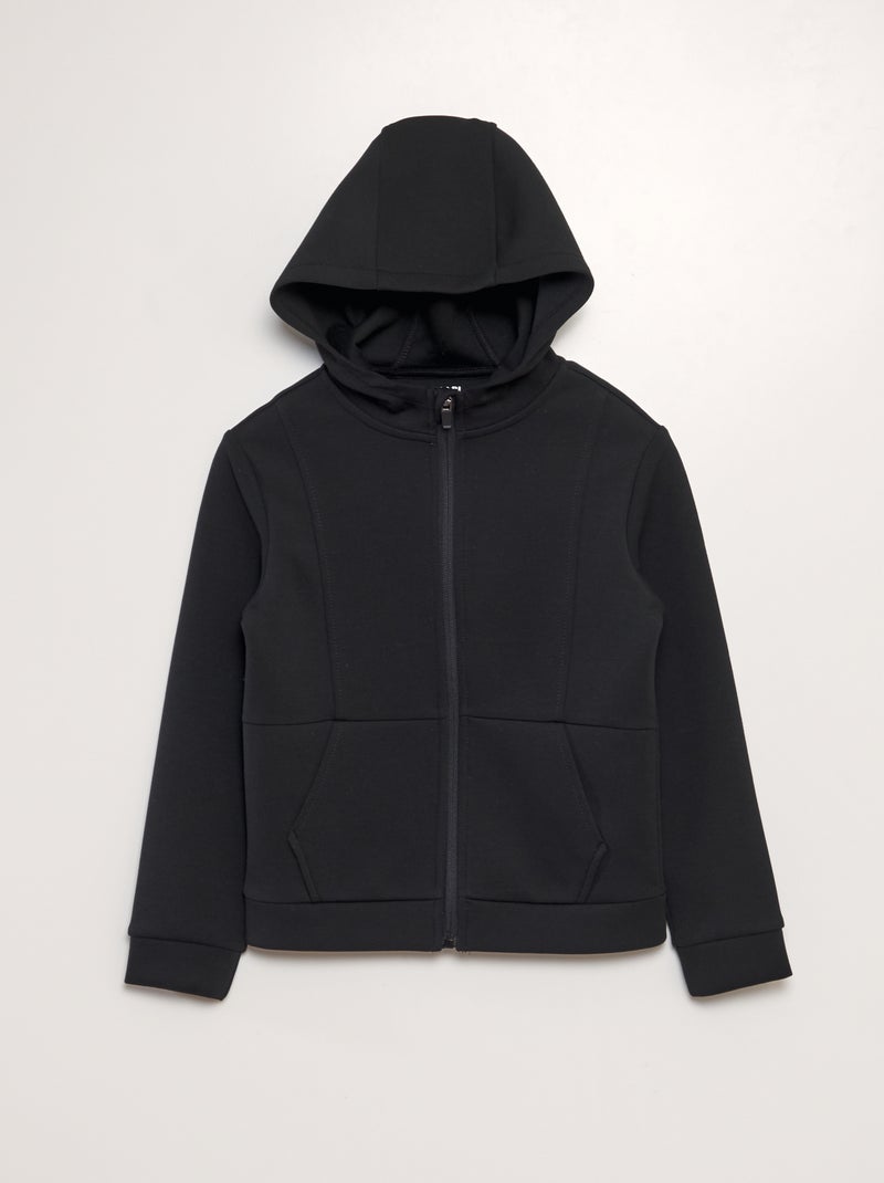Sweatshirt com fecho e capuz Preto - Kiabi