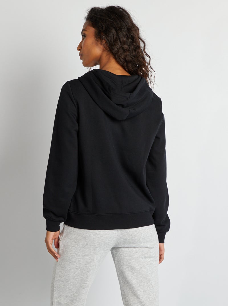 Sweatshirt com fecho e capuz Preto - Kiabi