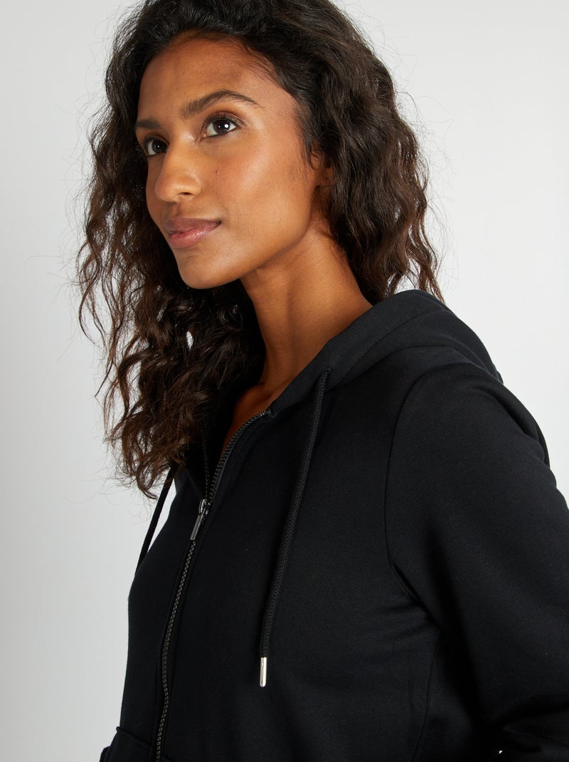 Sweatshirt com fecho e capuz Preto - Kiabi