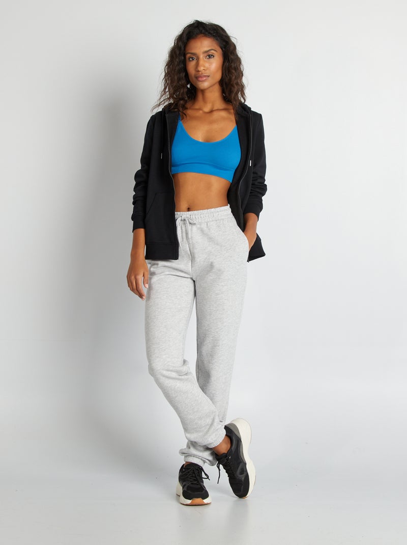 Sweatshirt com fecho e capuz Preto - Kiabi