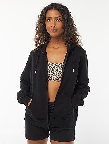 Sweatshirt com fecho e capuz
