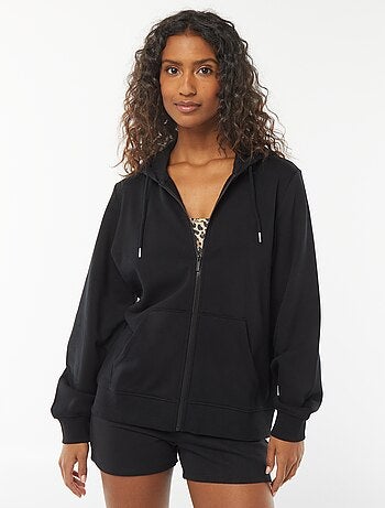 Sweatshirt com fecho e capuz