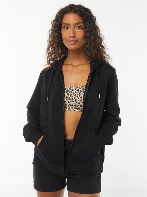 Sweatshirt com fecho e capuz - Kiabi