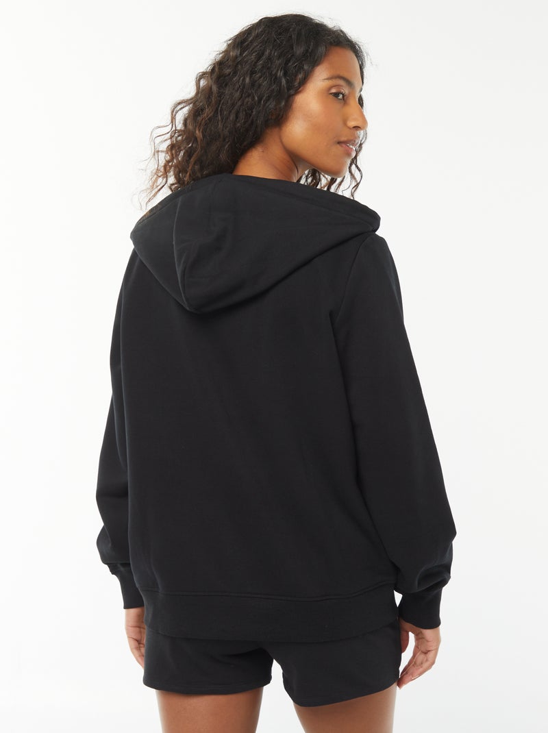 Sweatshirt com fecho e capuz Preto - Kiabi
