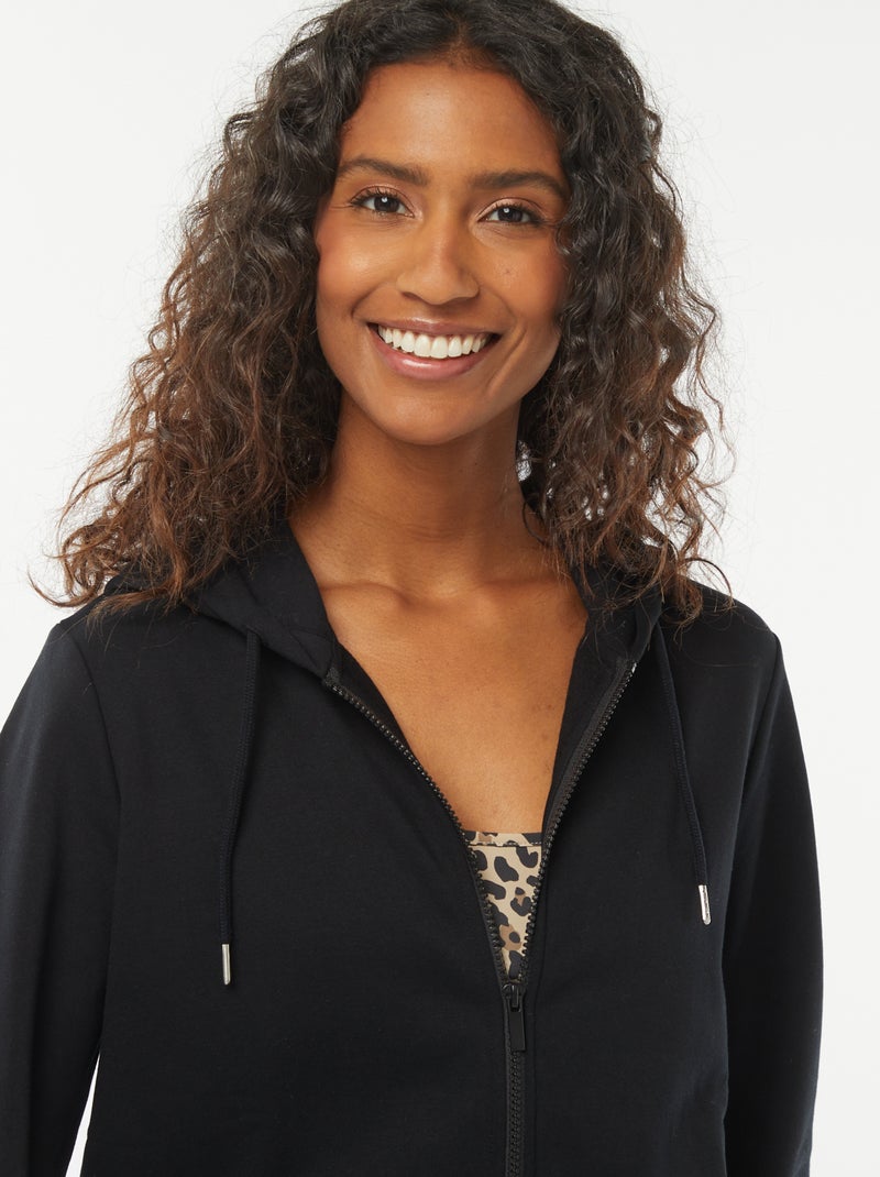 Sweatshirt com fecho e capuz Preto - Kiabi