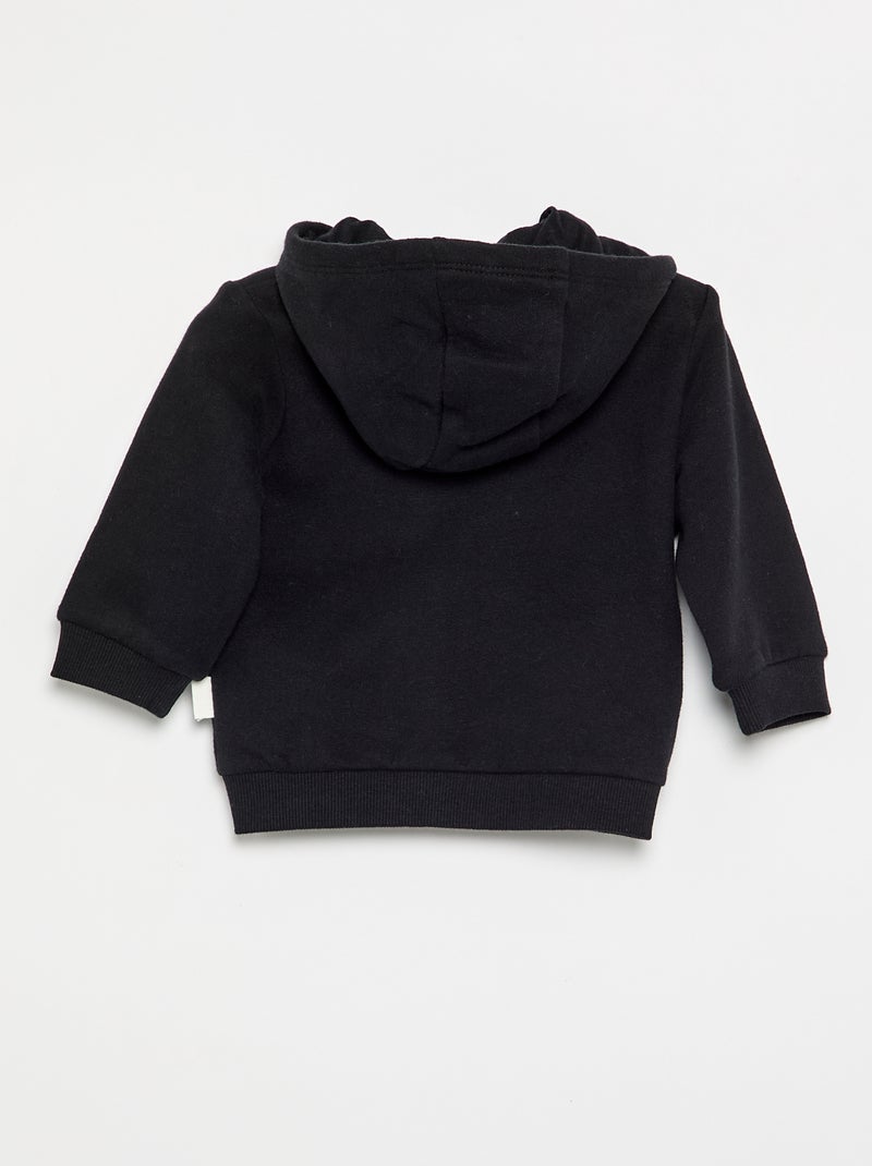 Sweatshirt com fecho e capuz Preto - Kiabi
