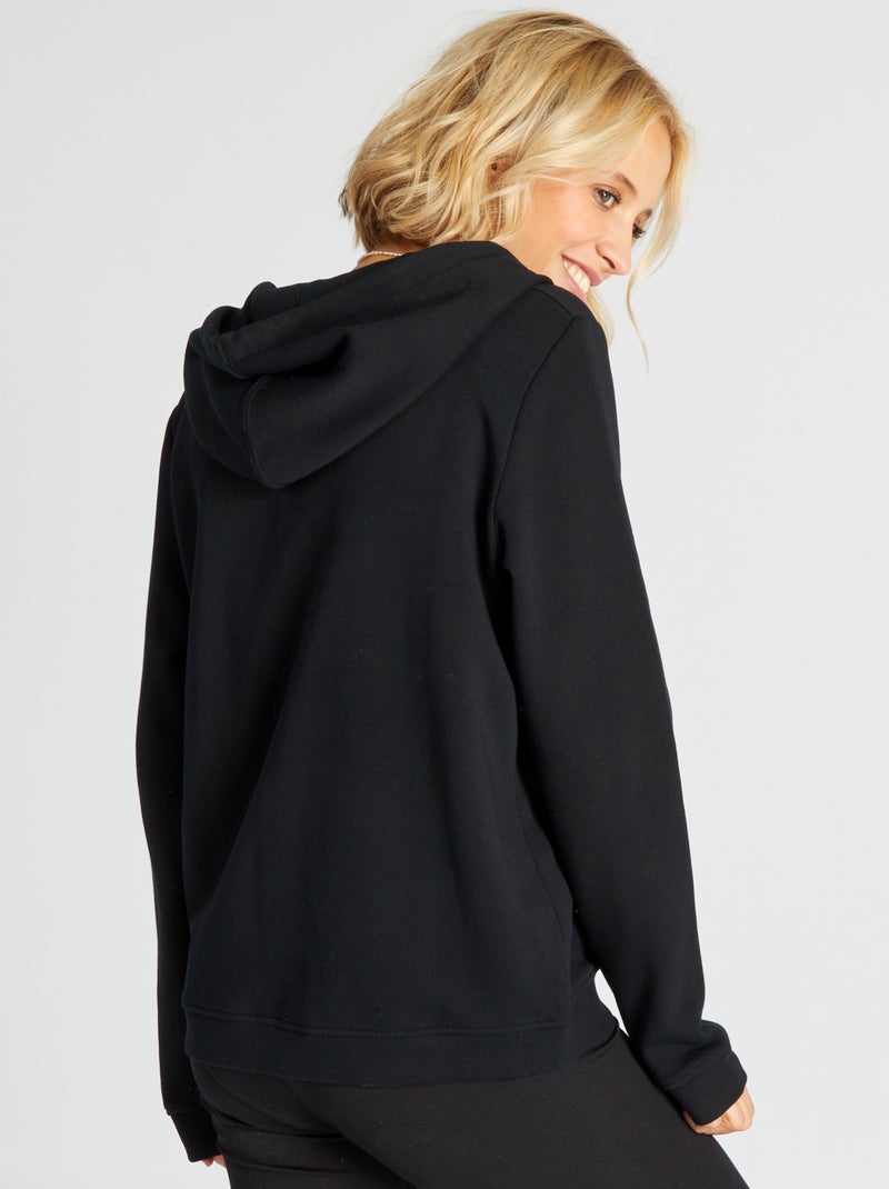 Sweatshirt com fecho e capuz Preto - Kiabi