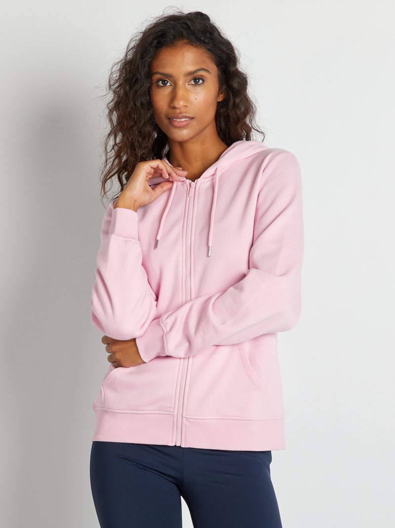 Sweatshirt com fecho e capuz ROSA - Kiabi