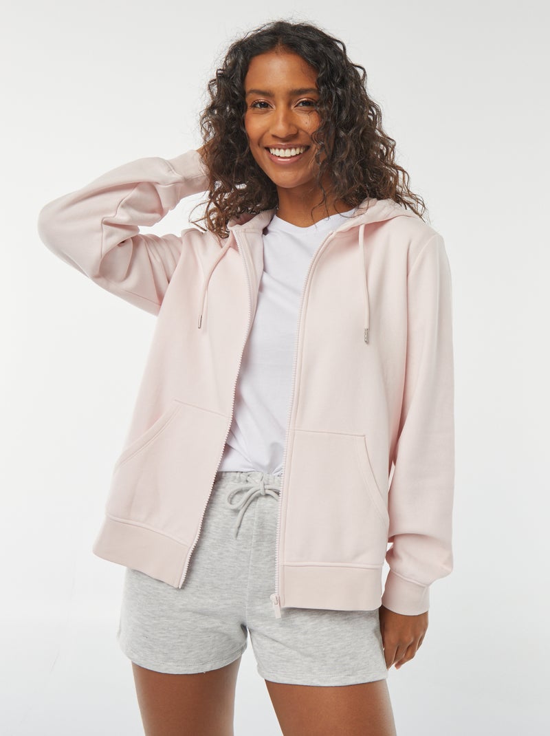 Sweatshirt com fecho e capuz Rosa - Kiabi