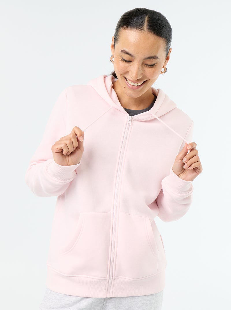 Sweatshirt com fecho e capuz Rosa - Kiabi