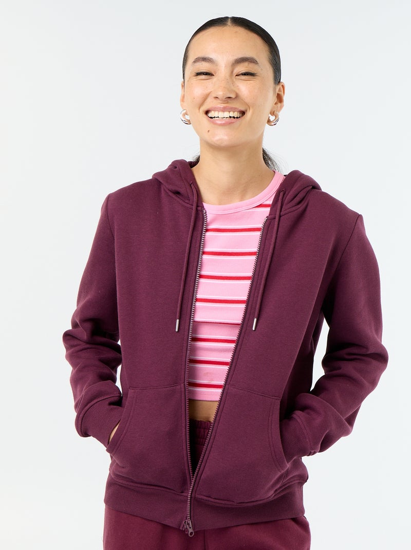 Sweatshirt com fecho e capuz Rosa - Kiabi