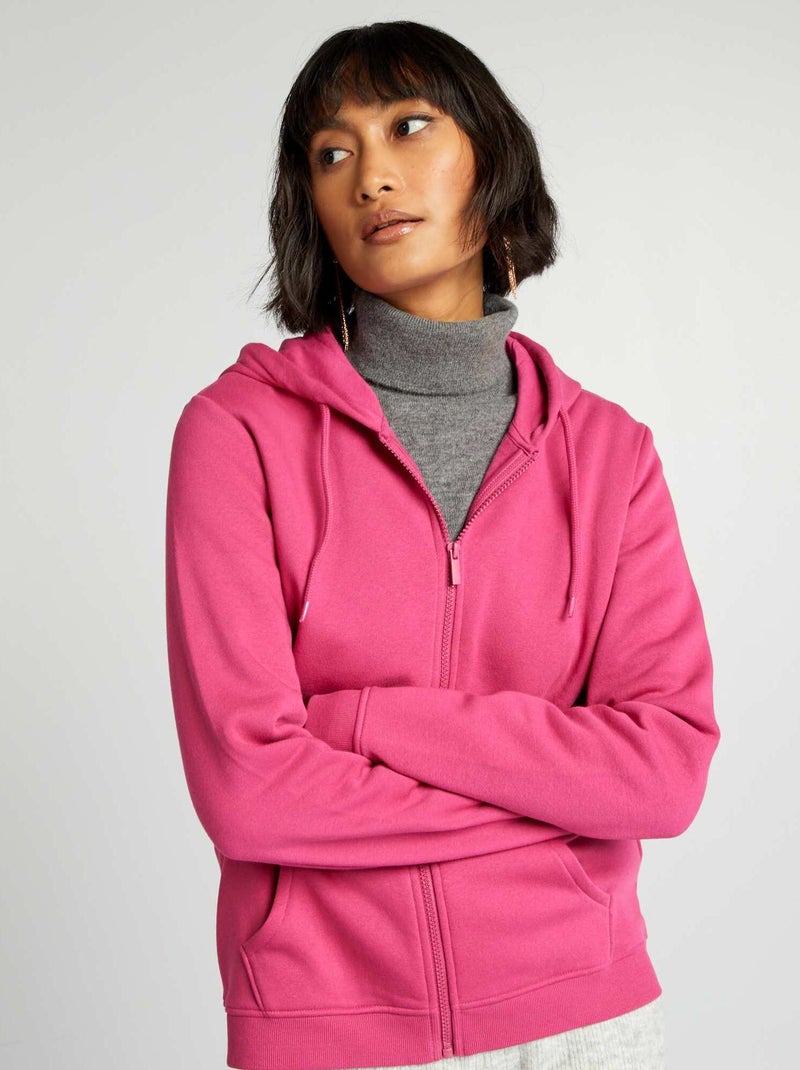 Sweatshirt com fecho e capuz Rosa Escuro - Kiabi