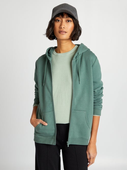 Sweatshirt com fecho e capuz - Kiabi