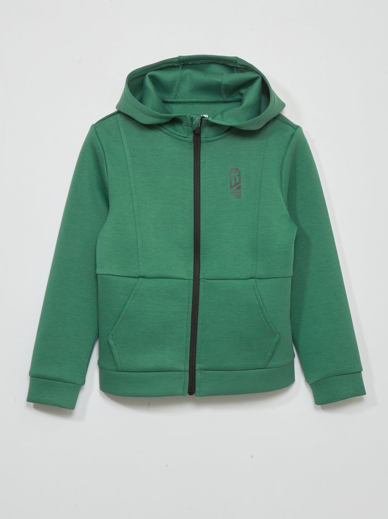 Sweatshirt com fecho e capuz VERDE - Kiabi