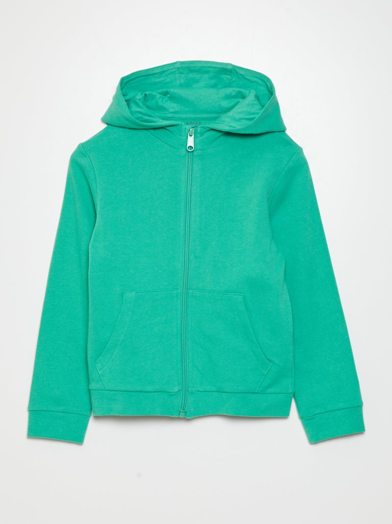 Sweatshirt com fecho e capuz VERDE - Kiabi
