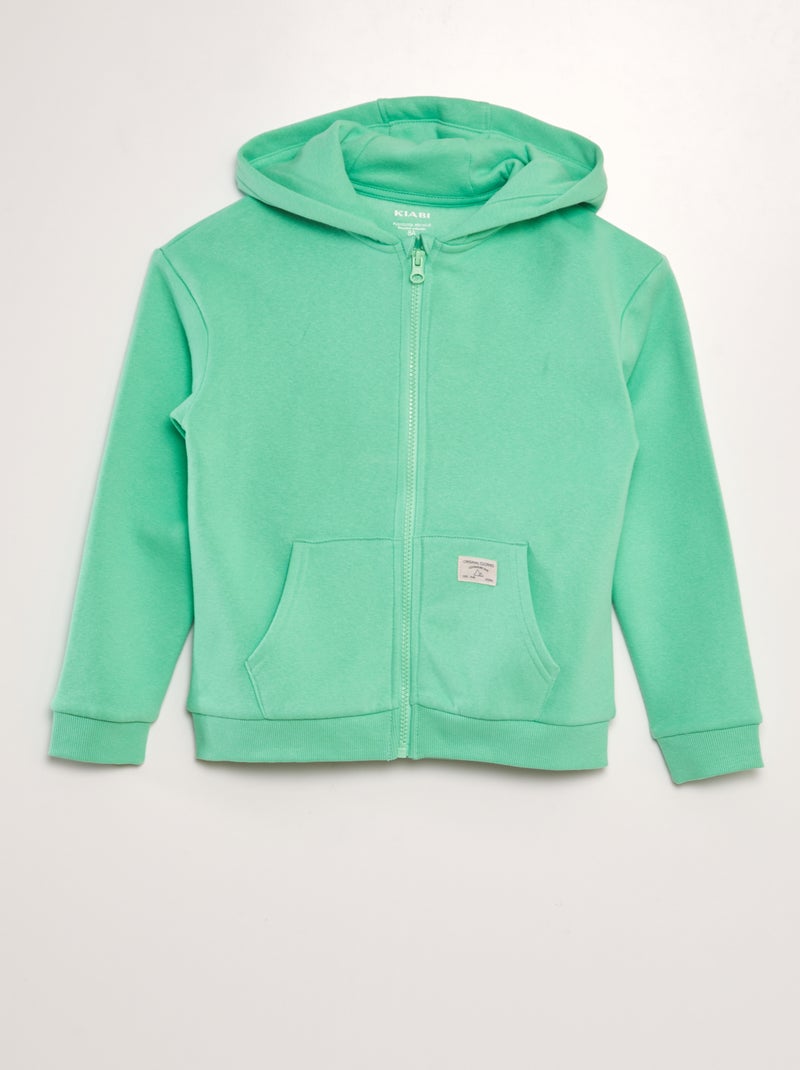 Sweatshirt com fecho e capuz VERDE - Kiabi