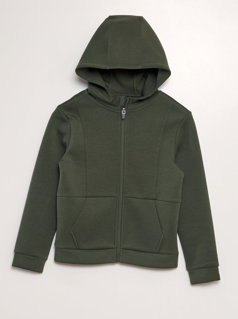 Sweatshirt com fecho e capuz VERDE - Kiabi